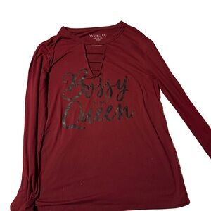 Warm Women's Burgundy Long Sleeve Tee